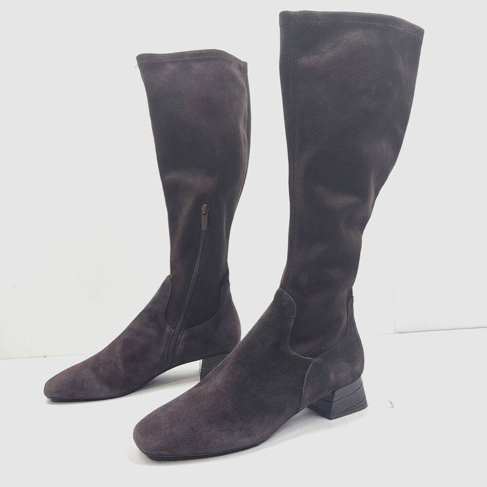Donald Pliner Regina Suede Stretch Knee High Boots Brown Size10